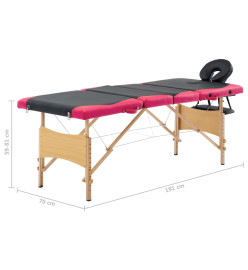 Table de massage pliable 4 zones Bois Noir et rose