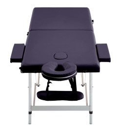 Table de massage pliable 2 zones Aluminium Violet