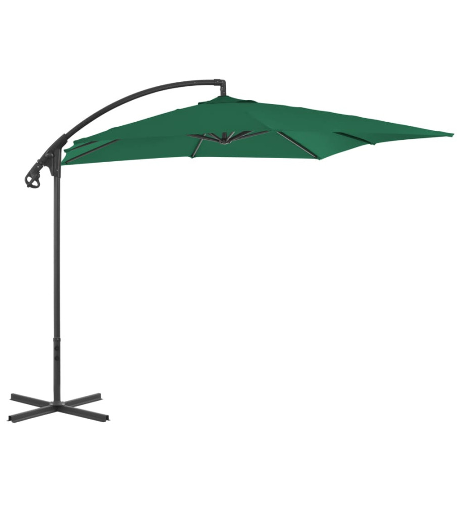 Parasol en porte-à-feux avec mât en acier 250 x 250 cm Vert