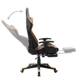 Chaise de jeu avec repose-pied Noir et orange Cuir artificiel