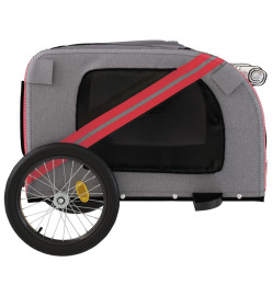 Remorque de vélo pour chien rouge et gris tissu oxford et fer