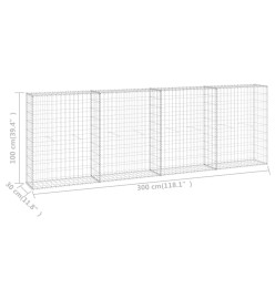 Mur en gabion avec couvercles Acier galvanisé 300x30x100 cm