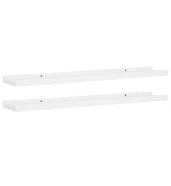 Étagères à rebord pour cadre photo 2 pcs Blanc 80x9x3 cm MDF