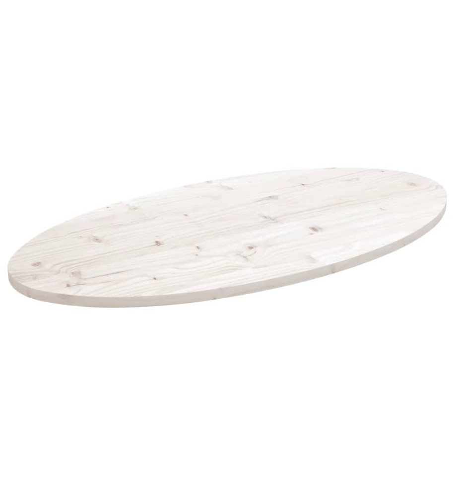 Dessus de table blanc 90x45x2,5 cm bois de pin massif ovale