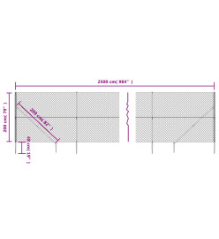 Clôture à mailles losangées avec ancrage anthracite 2x25 m