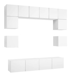 Ensemble de meuble TV 8 pcs Blanc Aggloméré