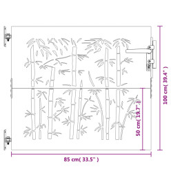 Portail de jardin 85x100 cm acier corten design de bambou