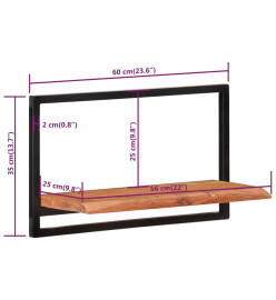 Étagères murales 2 pcs 60x25x35 cm Bois d'acacia et acier