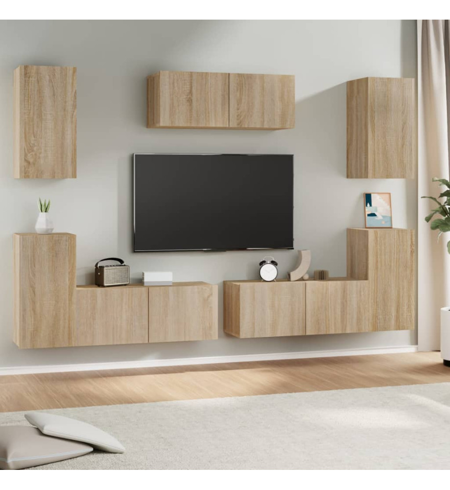 Ensemble de meubles TV 7 pcs Chêne sonoma Bois d'ingénierie