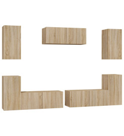 Ensemble de meubles TV 7 pcs Chêne sonoma Bois d'ingénierie