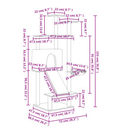 Arbre à chat avec griffoirs en sisal Crème 153 cm