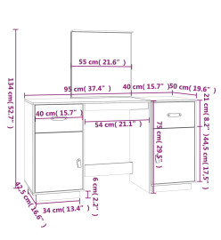 Ensemble de coiffeuse avec miroir Bois de pin solide