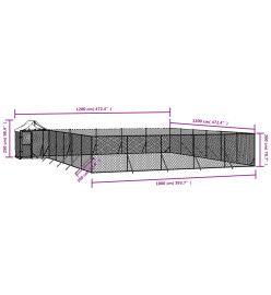 Chenil d'extérieur pour chiens avec toit argenté 12x12x2,5 m