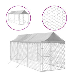 Chenil d'extérieur pour chiens avec toit argenté 2x6x2,5 m