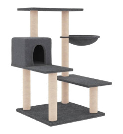 Arbre à chat avec griffoirs en sisal gris foncé 82,5 cm