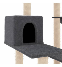 Arbre à chat avec griffoirs en sisal gris foncé 82,5 cm