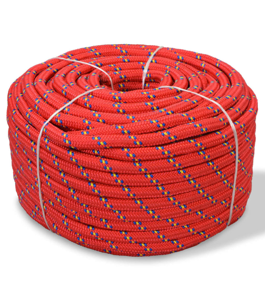 Corde de bateau Polypropylène 12 mm 50 m Rouge