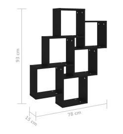 Étagère cube murale Noir 78x15x93 cm Aggloméré