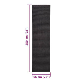 Tapis en sisal pour griffoir noir 66x250 cm