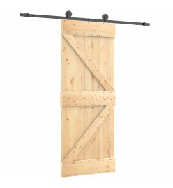 Porte coulissante et kit de quincaillerie 70x210 cm pin massif