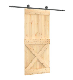 Porte coulissante et kit de quincaillerie 90x210 cm pin massif