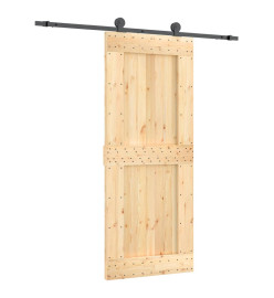 Porte coulissante et kit de quincaillerie 85x210 cm pin massif