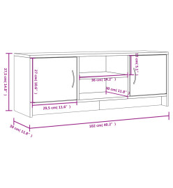 Meuble TV sonoma gris 102x30x37,5 cm bois d'ingénierie