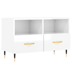 Meuble TV Blanc brillant 80x36x50 cm Bois d'ingénierie