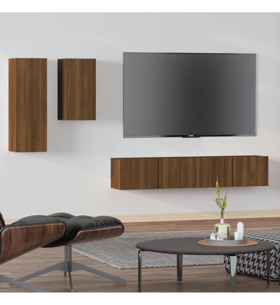 Ensemble de meubles TV 4 pcs Chêne marron Bois d'ingénierie