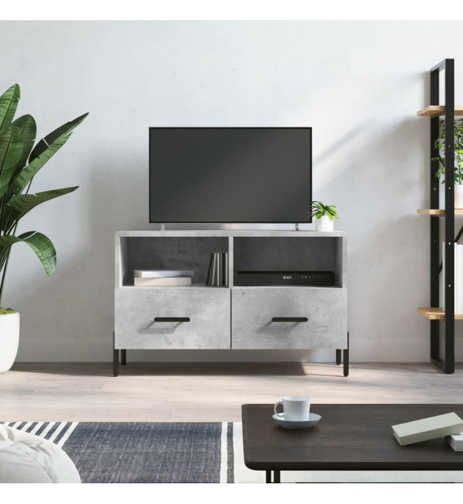 Meuble TV Gris béton 80x36x50 cm Bois d'ingénierie