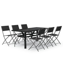 Ensemble de salle à manger de jardin 7 pcs Gris et noir