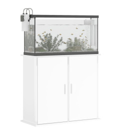 Support d'aquarium blanc brillant 81x36x73 cm bois d'ingénierie