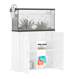 Support d'aquarium blanc brillant 81x36x73 cm bois d'ingénierie