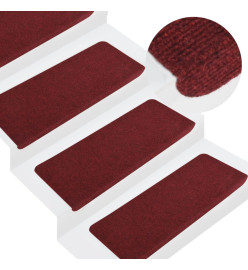 Tapis d'escalier autocollants 15 pcs 65x24,5x3,5 cm Rouge