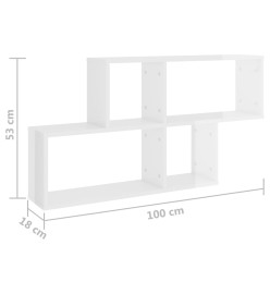 Étagère murale Blanc brillant 100x18x53 cm Aggloméré