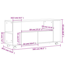 Meuble TV sonoma gris 102x34,5x43 cm bois d'ingénierie