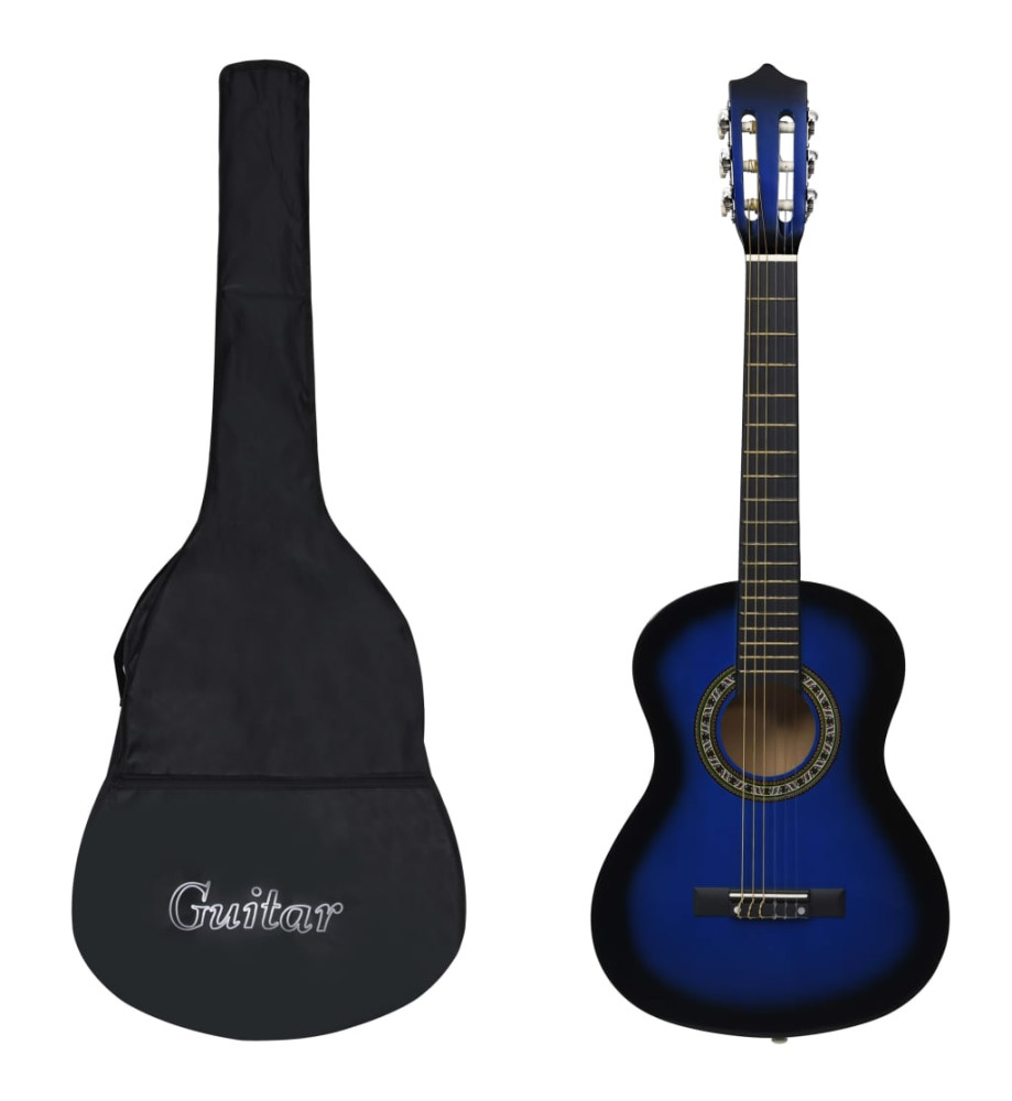 Guitare classique avec sac de débutants et enfants Bleu 1/2 34"