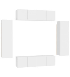 Ensemble de meubles TV 6 pcs Blanc Aggloméré