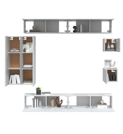 Ensemble de meubles TV 8 pcs Blanc Bois d'ingénierie