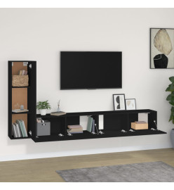 Ensemble de meubles TV 3 pcs Noir Bois d'ingénierie