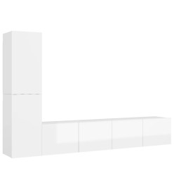 Ensemble de meuble TV 4 pcs Blanc brillant Aggloméré