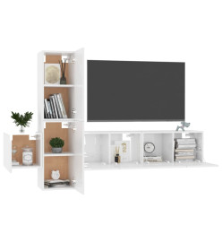 Ensemble de meubles TV 5 pcs Blanc brillant Aggloméré