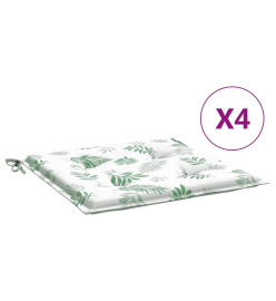 Coussins de chaise lot de 4 motif de feuilles 50x50x3 cm tissu