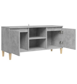 Meuble TV avec pieds en bois massif Gris béton 103,5x35x50 cm