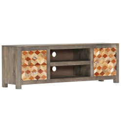 Meuble TV Gris 120 x 30 x 40 cm Bois massif de manguier