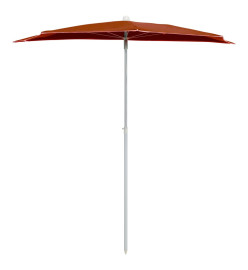 Demi-parasol de jardin avec mât 180x90 cm Terre cuite