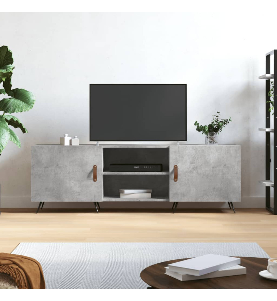 Meuble TV gris béton 150x30x50 cm bois d'ingénierie