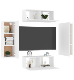 Ensemble de meubles TV 4 pcs Blanc Aggloméré