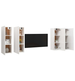 Meubles TV 4 pcs Blanc brillant 30,5x30x90 cm Aggloméré