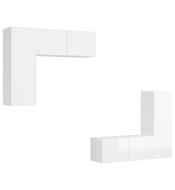 Ensemble de meubles TV 4 pcs Blanc brillant Aggloméré